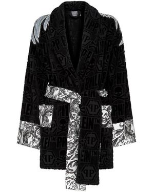 Philipp Plein Eagle Kurzer Bademantel - Schwarz