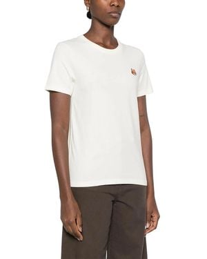 Maison Kitsuné Tops ,Katoen Fox Head Regular T-Shirt - Wit