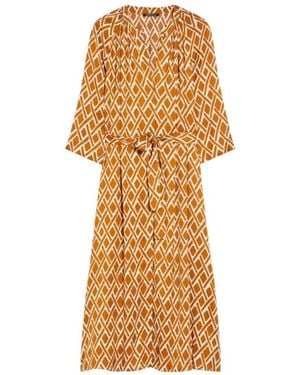 Pennyblack Tabak Twill Kleid Mit Geraffter Taille - Mettallic