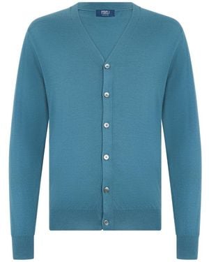 Fedeli Zacht Vest Met Klassieke Kraag - Blauw