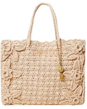 Twinset Tote Bags - Natural