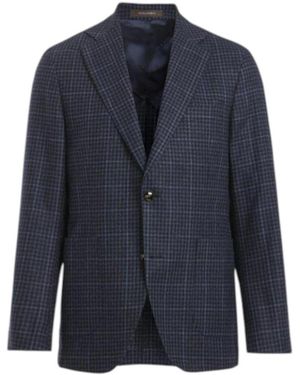 Oscar Jacobson Jassen ,Blauw ,Wol Ferry Patch Soft Blazer