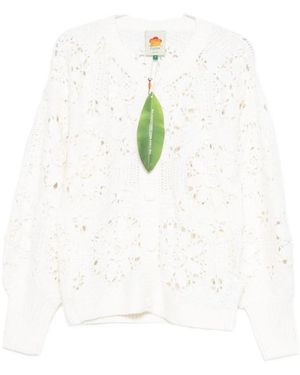 FARM Rio Crochet 3D Flower Knit Cardigan - Wit