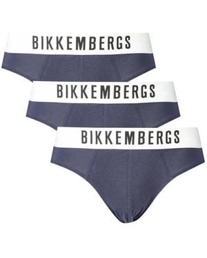 Bikkembergs Blauw Katoenen Ondergoed, 3-Pack, Elastische Tailleband