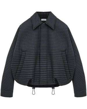 Loewe Lichtgewicht Wollen Jas Met Ruitpatroon - Blauw