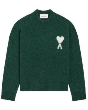 Ami Paris Round-Neck Knitwear - Vert