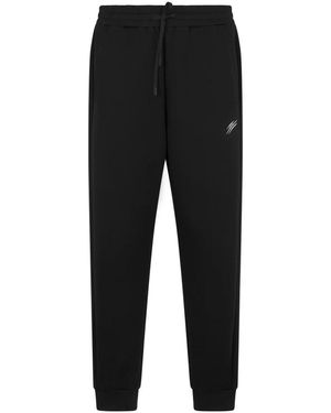 Philipp Plein Fitness ,Zwart ,Leer Jogger Pants Chrome Scratch
