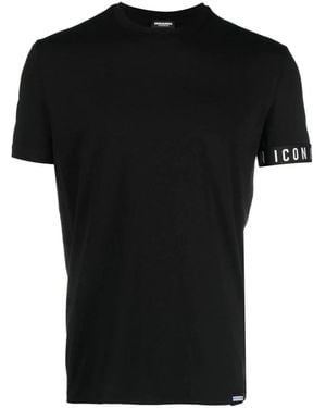 DSquared² Tops ,Zwart ,T-Shirt Met Logorand