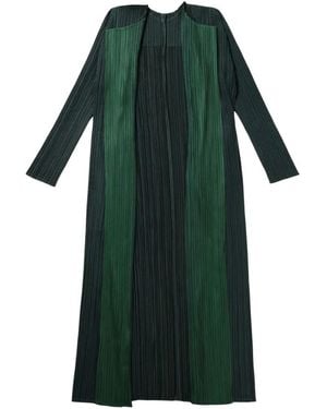 Issey Miyake Stilvolle Bicolor Lange Schal Cardigan - Grün