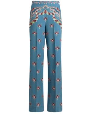 Etro Floral-Print Pants - Blue