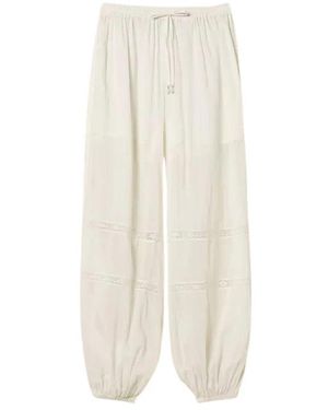 Twinset Broeken ,Wit ,Katoen Tapered Broeken - Naturel