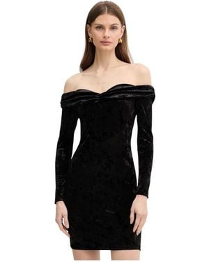 Guess Kleedjes ,Zwart ,Leer Off-Shoulder Velvet Dress