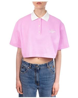 MSGM Tops ,Roze ,Cropped Polo Top - Paars
