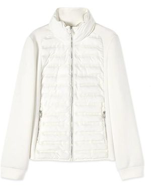 Oltre Jassen ,Wit ,Polyester Lichtgewicht Pufferjack Met Scuba Mouwen