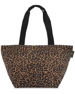 Herve Chapelier Tasche mit tiermuster und doppelreißverschluss - Braun