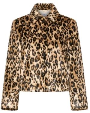 Marella Jassen ,Veelkleurig ,Nepbont Nepbont & Shearling Jas - Bruin