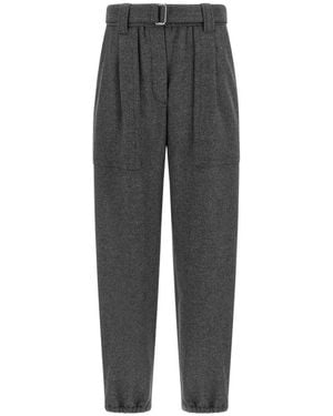 Brunello Cucinelli Broeken ,Grijs ,Wol Loose Cargo Broek