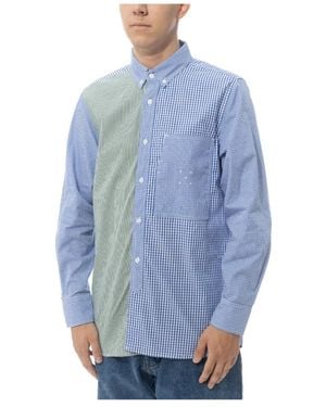Pop Trading Co. Grünes Kariertes Hemd Eleganter Lockerer Stil - Blau