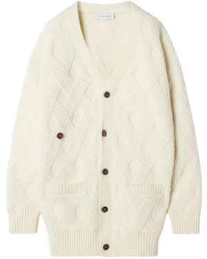 Lanvin Lockerer Cardigan Aus Zopfstrick-Wolle - Weiß