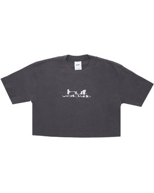 Huf Tops ,Grijs ,Katoen Washed Crop Tee - Zwart