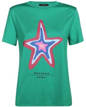 Weekend by Maxmara Bedrucktes Baumwoll-T-Shirt - Grün