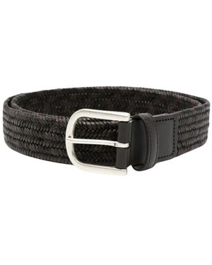Canali Accessoires ,Bruin ,Leer Leren Riem - Zwart