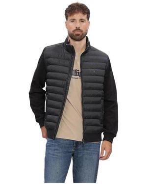 Tommy Hilfiger Mix Media Ess Rwb Stand Collar - Zwart