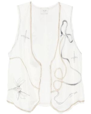 Alysi Silk V-Neck Vest - Wit