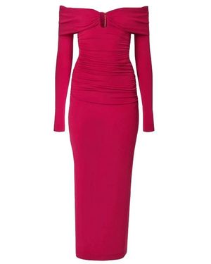 Carolina Herrera Jurk Met Off-Shoulder Halslijn En Lange Mouwen - Rood