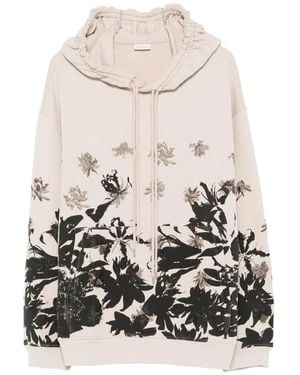 Dries Van Noten Blumenmuster Kapuzenpullover - Weiß