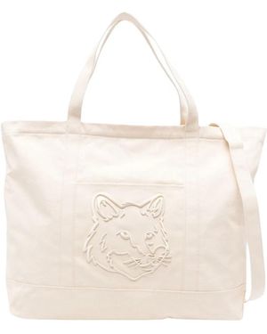 Maison Kitsuné Fox Head Xl Tote - Naturel