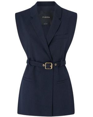 Pinko Kostuums ,Blauw ,Wol Nuraqus Gilet Diagonale Misto