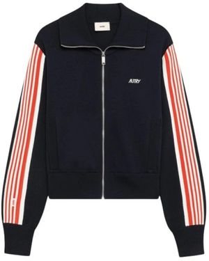 Autry Hoodies & Sweatvesten ,Blauw ,Gebreid Viscose Zipjack