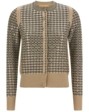 Ermanno Scervino Strickjacke Mit Paillettenbesatz Und Langen Ärmeln - Natur