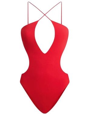 Moschino Badmode ,Rood ,Lycra Badpak Uit Één Stuk