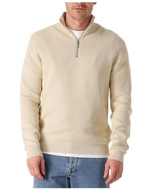 SELECTED Slhdane Ls Strickstruktur Half Zip Noos - Natur