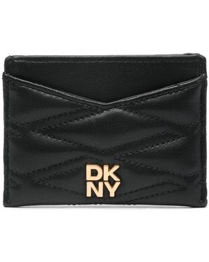 DKNY Accessoires ,Zwart ,Leer Zwarte Kaarthouder Portemonnee