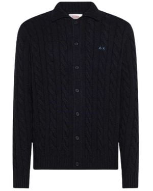 Sun 68 Pullover Aus Wollmischung Mit Zopfmuster - Blau