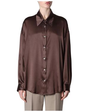 Roberto Collina Overhemden ,Bruin ,Camicia Ml