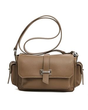 Hogan Taupe Leder Flap Tasche - Braun