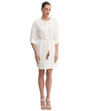 Liu Jo Gestreiftes Hemdblusenkleid - Weiß