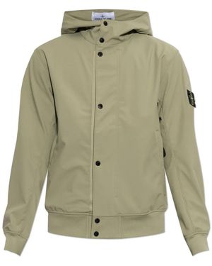 Stone Island Jassen ,Groen ,Leer Hooded Jacket
