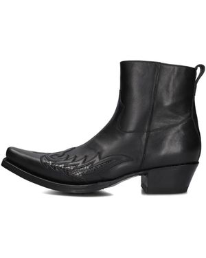 Sendra Herren Cowboy Stiefel Mit Flammenmuster - Schwarz