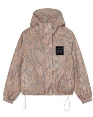 Ganni Jassen ,Bruin ,Nylon Flyweight Jacket - Naturel