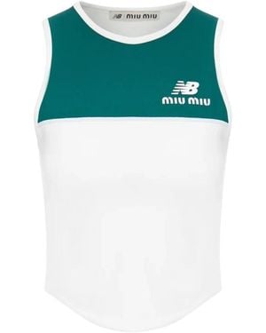 Miu Miu Fitness ,Veelkleurig ,Polyester Stretch Technical Jersey Top - Groen