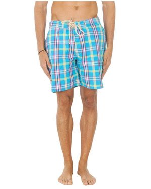 Hackett Badmode ,Blauw ,Katoen Bermuda Zwemshort Met Klittenbandsluiting En Veters