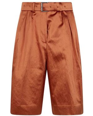 Dries Van Noten Korte Broeken ,Oranje ,Leer High-Waisted Pleated Wide-Leg Broeken