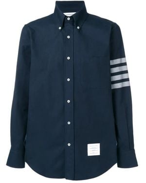 Thom Browne Katoenen 4-Bar Gestreept Overhemd - Blauw