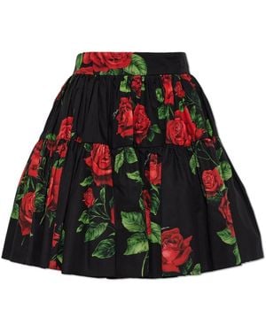Dolce & Gabbana Baumwollrock Mit Blumenmotiv - Rot