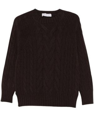 D.exterior Truien & Vesten ,Bruin ,Wol Trui Met Kabelsteek En Ronde Hals - Zwart